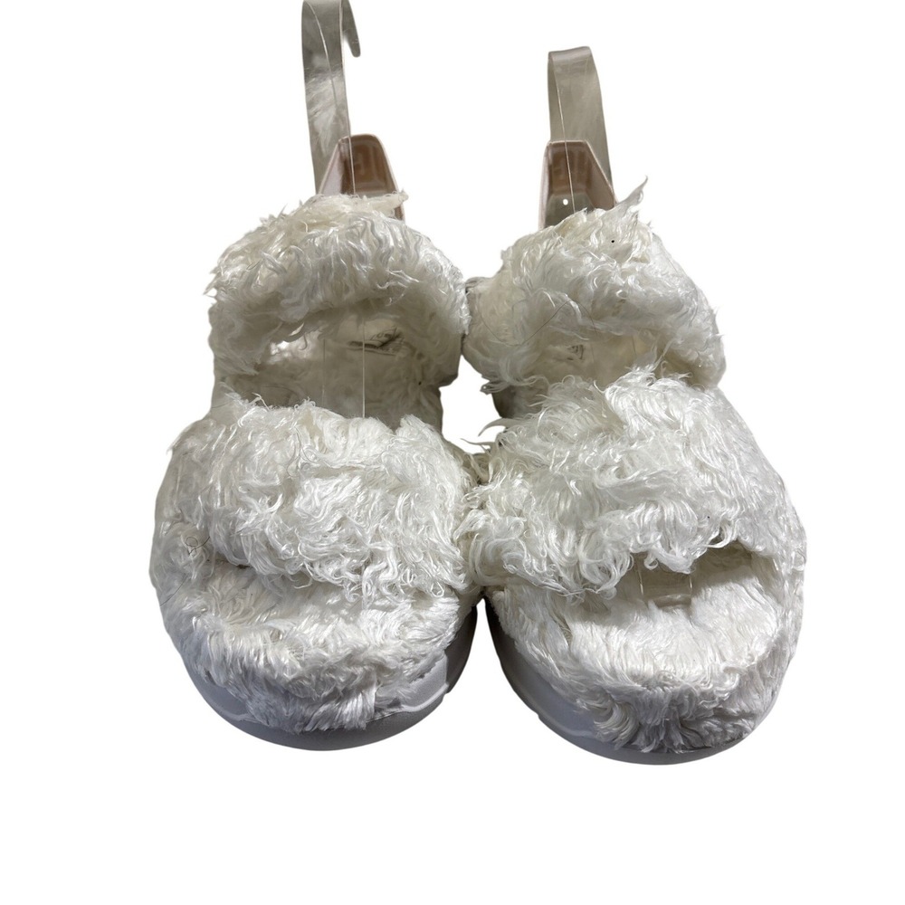 UGG Fluff Sugar Sandal White Platform Slingback Slides 1119999 Womens 9